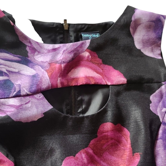 Gaby Skye Sz12 Sleeveless Fit Flare Floral Dress, Bow Belt Party Wedding Coktail - Picture 4 of 10